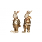 Dekoracija Rabbit boy with candy, balta/auksinė sp., 30 cm