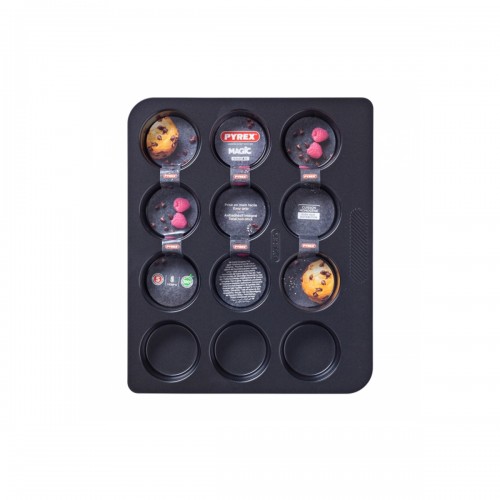 Metalinė kepimo forma dvylikai keksiukų Pyrex MAGIC