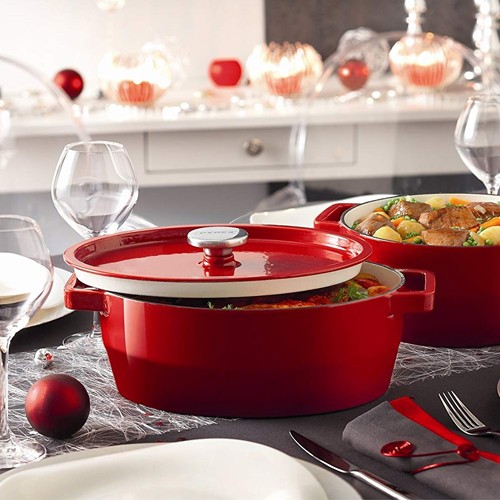 Raudonas ketaus puodas Pyrex SLOWCOOK, 28 cm 6,3 l