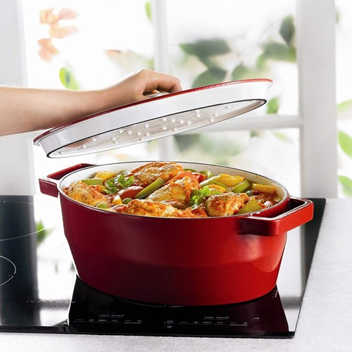 Raudonas ovalus ketaus puodas Pyrex SLOWCOOK, 29 cm 3,8 l
