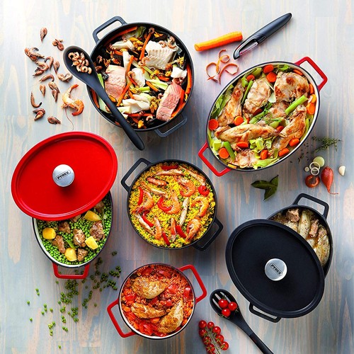 Raudonas ovalus ketaus puodas Pyrex SLOWCOOK, 29 cm 3,8 l