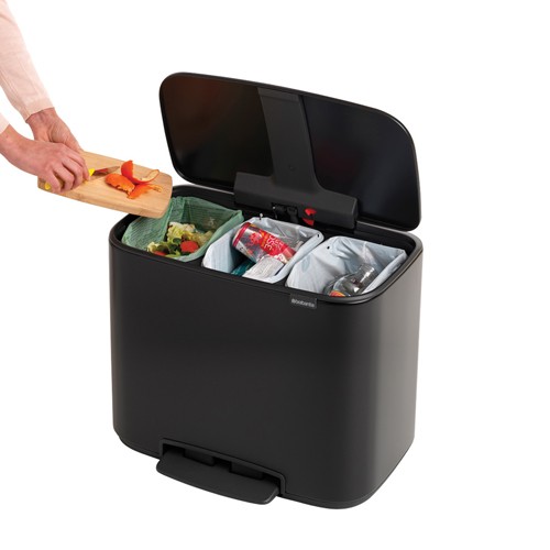 Šiukšlių dėžė rūšiavimui Brabantia MATT BLACK BO, 3x11 l