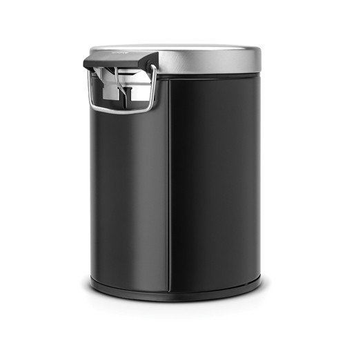 Juoda matinė šiukšlių dėžė su pilku dangčiu Brabantia, 5 l