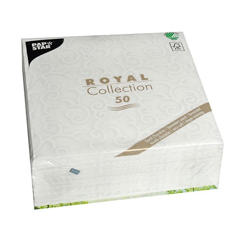 Baltos spalvos servetėlės PapStar  ROYAL CASALI, 50 vnt. *
