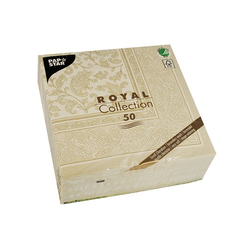 Šampaninės spalvos servetėlės su ornamentais PapStar ROYAL ORNAMENTS, 50 vnt. *