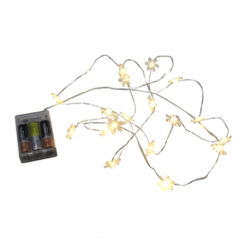 LED girlianda su snaigėmis, 20 vnt. su laikmačiu