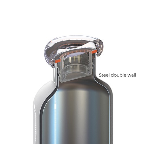 Sidabrinės spalvos termo gertuvė Guzzini ENERGY, 500 ml