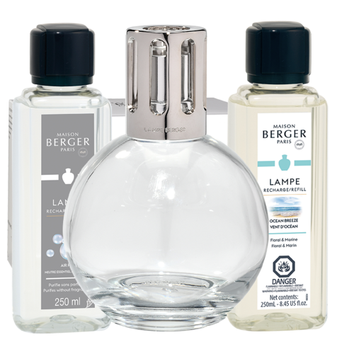 Kvapų lempos rinkinys Maison Berger ESSENTIAL 2x250 ml Cotton caress ir Air pur, skaidrus