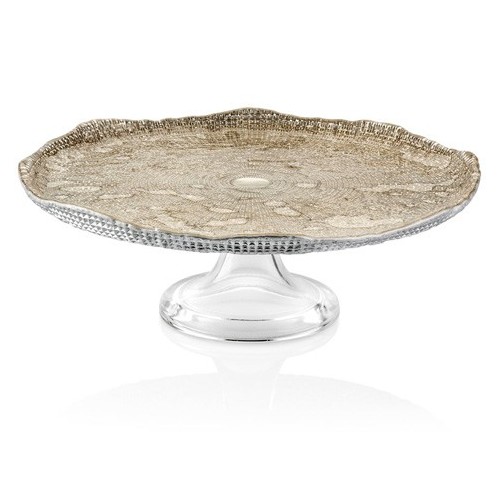 Tortinė ant kojelės IVV DIAMANTE kreminė, 32cm