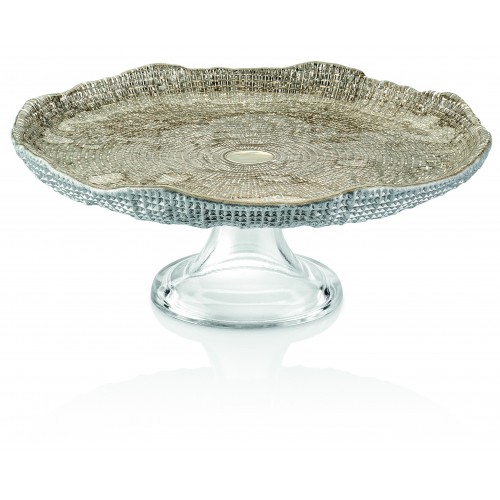 Tortinė ant kojelės IVV DIAMANTE kreminė, 25cm