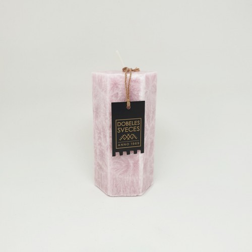 Rožinė šešiakampė žvakė Baltic Candles, 10 cm