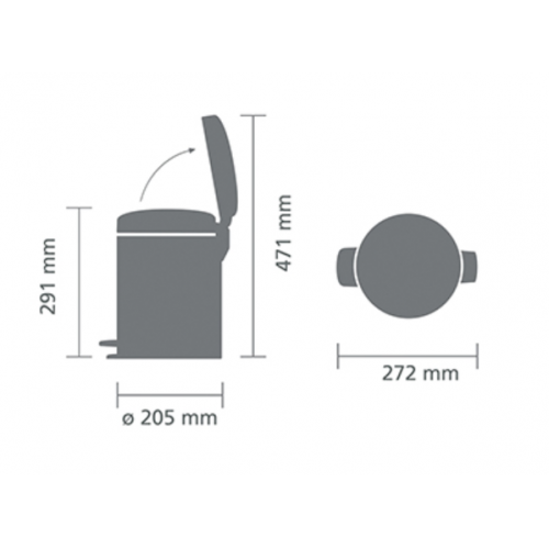 Metalinė šiukšlių dėžė Brabantia NEWICON, 5 l
