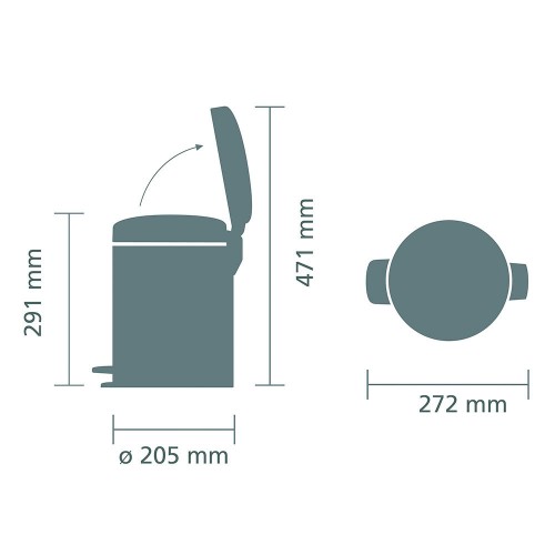 Pilka šiukšlių dėžė Brabantia NEWICON, 5 l