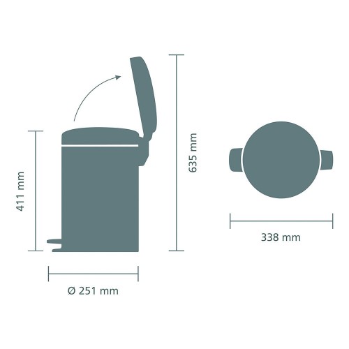 Juoda matinė šiukšlių dėžė Brabantia NEWICON, 12 l