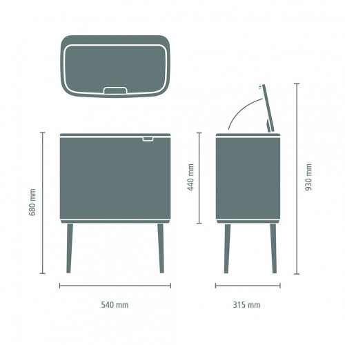 Baltos spalvos šiukšlių dėžė Brabantia BO TOUCH BIN, 34 l (2 dalių)