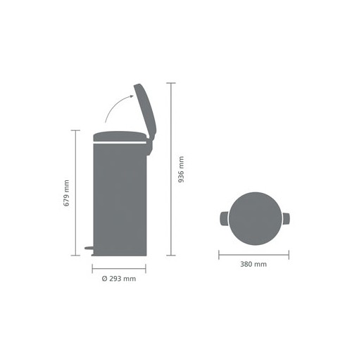 Pilka šiukšlių dėžė Brabantia NEWICON, 30l