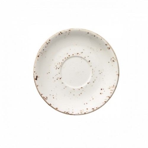 Raštuota porcelianinė lėkštutė po puodeliu Bonna GRAIN, baltos sp., nuomai, 16 cm
