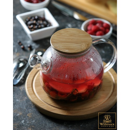 Skaidrus termo arbatinukas su bambukiniu dangteliu Wilmax, 950 ml