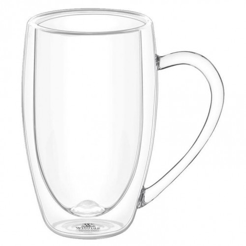 Dvigubo stiklo, skaidrus termo puodelis Wilmax, 300 ml