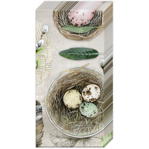 Servetėlės nosinaitės IHR EGGS AND FEATHERS nature, 21x21 cm