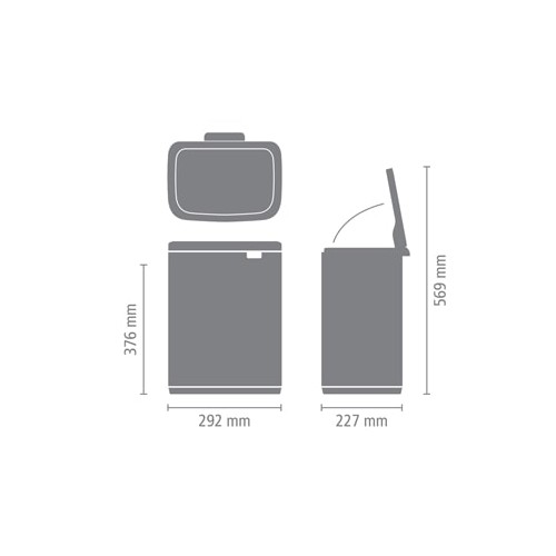 Šiukšlių dėžė Brabantia BO WASTE BIN, juodos sp., 12l