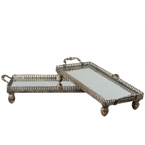 Ažūrinis padėklas A Lot MIRROR, aukso sp., L 54x24x11cm