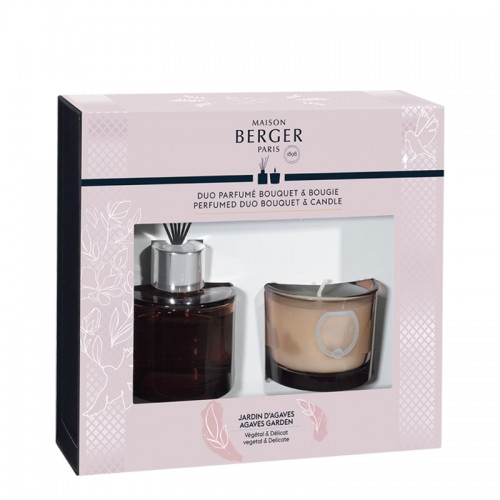 Kvapo namams rinkinys mini Duos Maison Berger JOY Agave Garden, kvapas 80ml, žvakė 80g