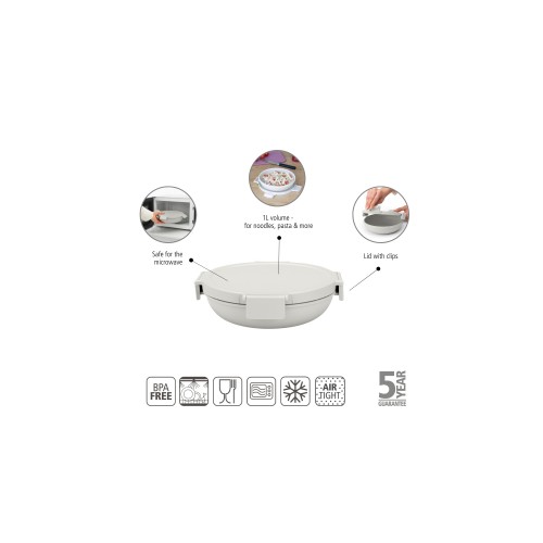 Pietų dėžutė Brabantia Make & Take, apvali, šviesiai pilkas, 1L