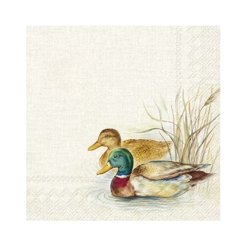 Servetėlės IHR HUNTED DUCKS, kreminės sp., 33 x 33 cm