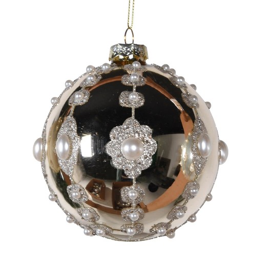 Kalėdinis žaislas bumbulas SHINY GOLD & BEADED