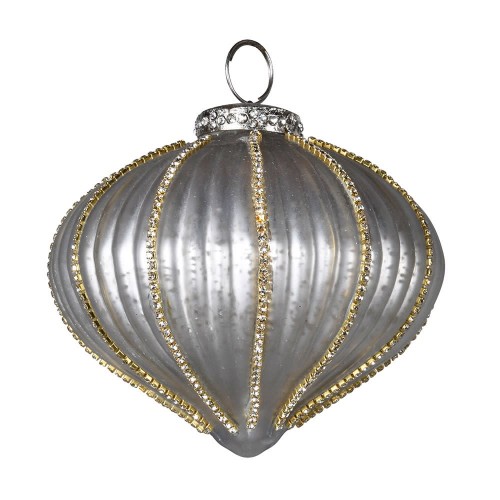 Kalėdinis žaislas onion GREY SPARKLE