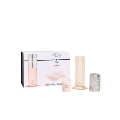 Rinkinys žvakidė + žvakė Maison Berger STARCK Peau de Soie, rožinės sp., 120 g