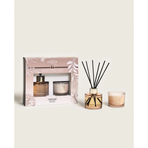Kvapo namams rinkinys mini Duo Maison Berger HOLLY, Amber Powder, 80 ml + žvakė 80 g