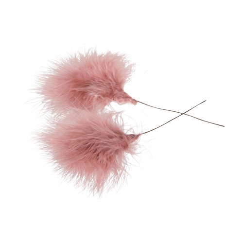 Dekoracija A Lot Feather Wired Puff rožinės sp., 10 cm