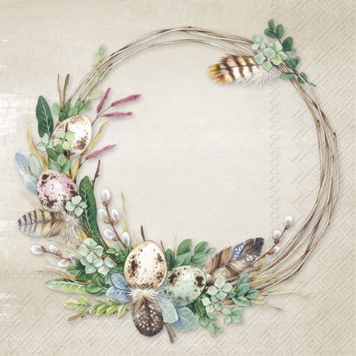Servetėlės IHR EGG WREATH, marga, šv. ruda sp., 33 x 33 cm