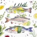 Servetėlės IHR DELICIOUS FISH, marga, 33 x 33 cm
