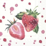 Servetėlės IHR SOFT STRAWBERRIES, balta, rausva sp., 25 x 25 cm