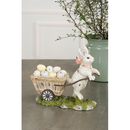 Dekoracija A Lot Bunny Pulling Egg Basket, marga, 23 cm