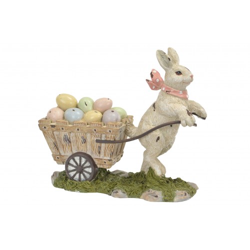 Dekoracija A Lot Bunny Pulling Egg Basket, marga, 23 cm