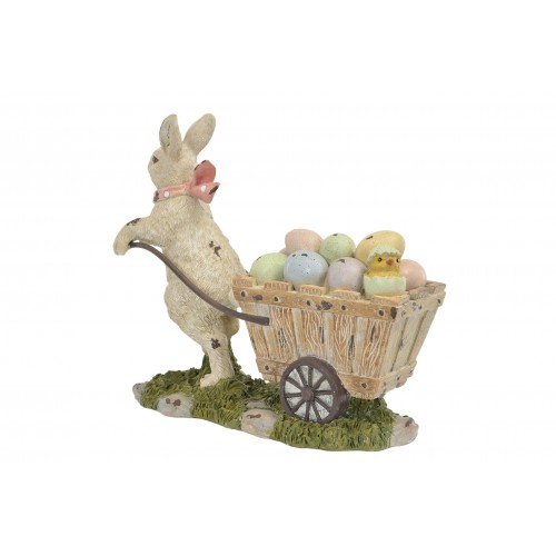 Dekoracija A Lot Bunny Pulling Egg Basket, marga, 23 cm