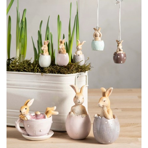 Dekoracija Triušis puodelyje A Lot Rabbits in cups, 1 vnt., 7 cm