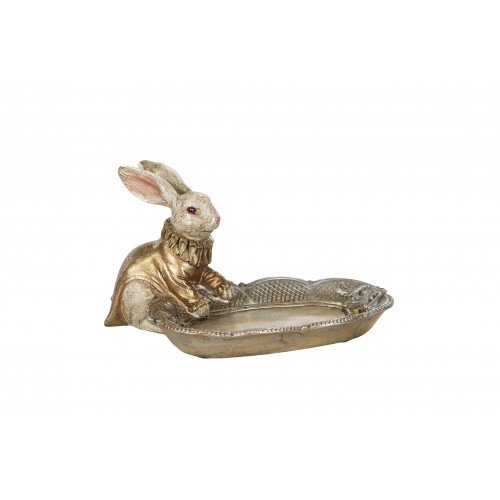 Dekoracija Triušis su lėkštele A Lot Rabbit with plate, margi, mix, 1 vnt, 15 cm