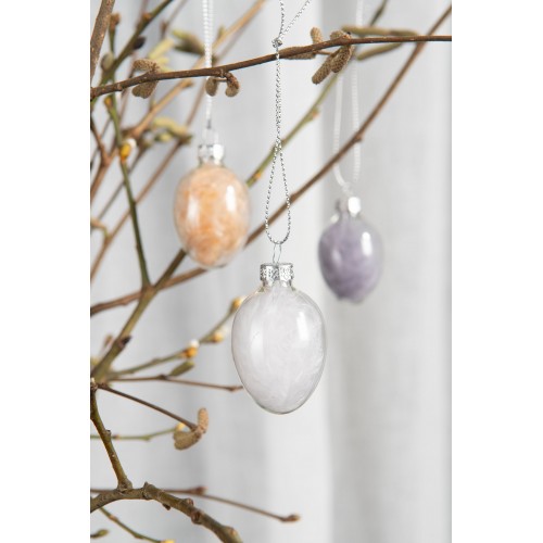 Pakabinama dekoracija A Lot Egg Glass Feather, color mix, 1 vnt