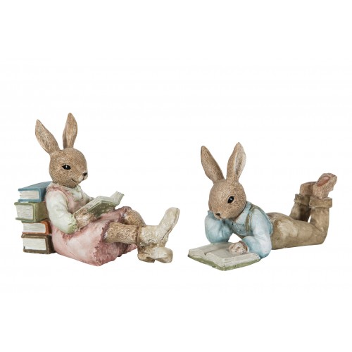 Dekoracija A Lot Rabbit couple reads, 1 vnt., 12 cm