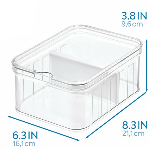 Maisto saugojimo dėžė su skirtuku Interdesign CRISP, skaidrios sp., 16x21x9,6 cm