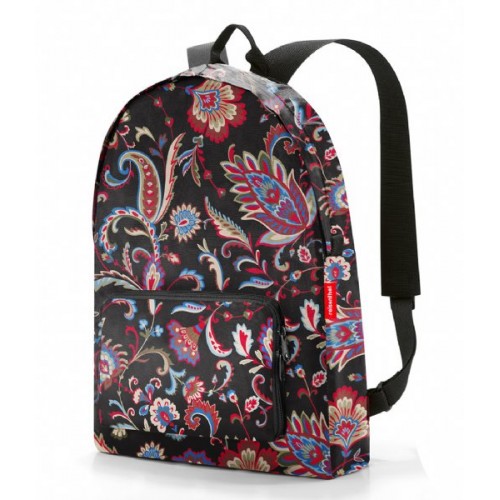 Sudedama kuprinė Reisenthel, MINI MAXI, juoda gėlėta , 14L