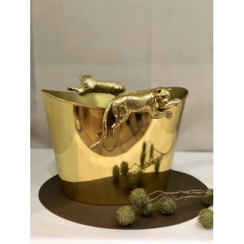 Kibirėlis vynui/šampanui BRASS LEOPARD, aukso sp., 26 cm