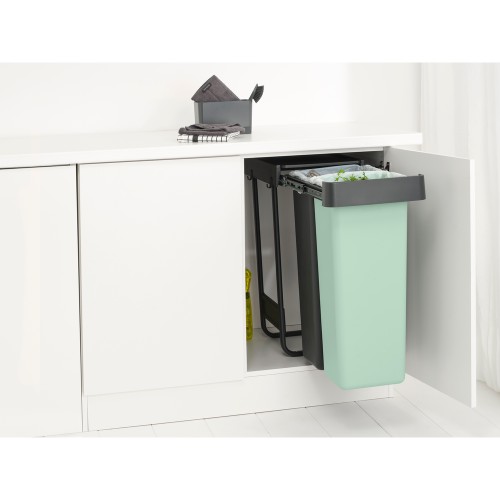 Šiukšlių dėžė Brabantia Sort & Go Dark Grey&Jade, žalia, mont. 2x30 l