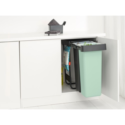 Šiukšlių dėžė Brabantia Sort & Go Dark Grey&Jade, žalia, mont. 2x30 l