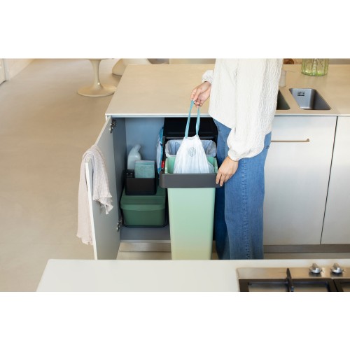 Šiukšlių dėžė Brabantia Sort & Go Dark Grey&Jade, žalia, mont. 2x30 l